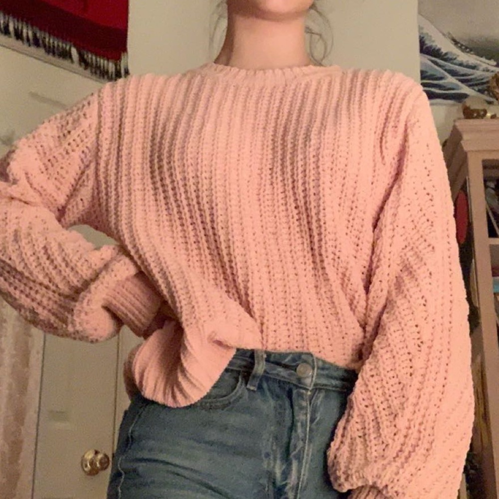 bubblegum pink chenille sweater!